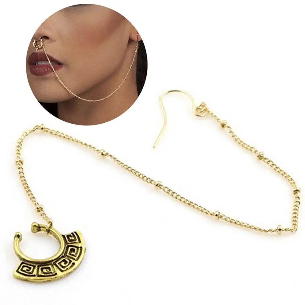 Pinksee 1PC Retro Punk Gold Silver Color Nose Ring Bohemian Long Tragus Piercing Clip Ears Nose Rings for Women Sexy Jewely
Pinksee 1PC Retro Punk Gold Silver Color Nose Ring Bohemian Long Tragus Piercing Clip Ears Nose Rings for Women Sexy Jewely