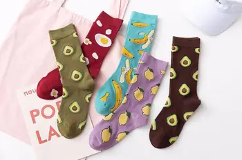 Women socks Funny cute mid-calf length fruits socks Japanese Harajuku Socks Banana Lemon Egg Avocado 
Women socks Funny cute mid-calf length fruits socks Japanese Harajuku Socks Banana Lemon Egg Avocado