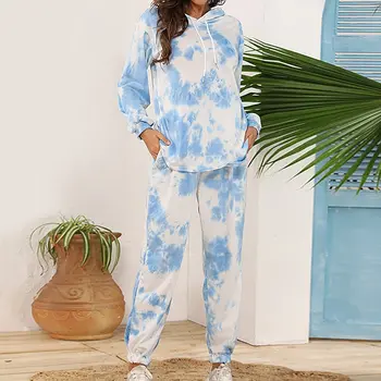 New Tie Dye Printed Women Pajamas Set Hooded Long Sleeve Tops and Long pants pijamas feminino Nightwear Casual Sleepwear 2020
New Tie Dye Printed Women Pajamas Set Hooded Long Sleeve Tops and Long pants pijamas feminino Nightwear Casual Sleepwear 2020