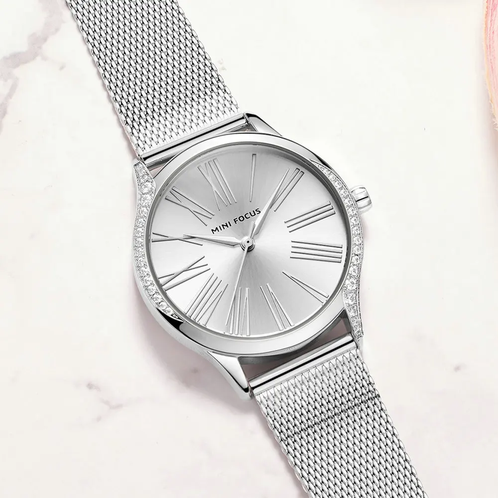 MINIFOCUS Classic Simple Iced Out Women Watch Waterproof Crystal Quartz Ladies Watches Top Brand Luxury Mesh Strap Female Clock
MINIFOCUS Classic Simple Iced Out Women Watch Waterproof Crystal Quartz Ladies Watches Top Brand Luxury Mesh Strap Female Clock