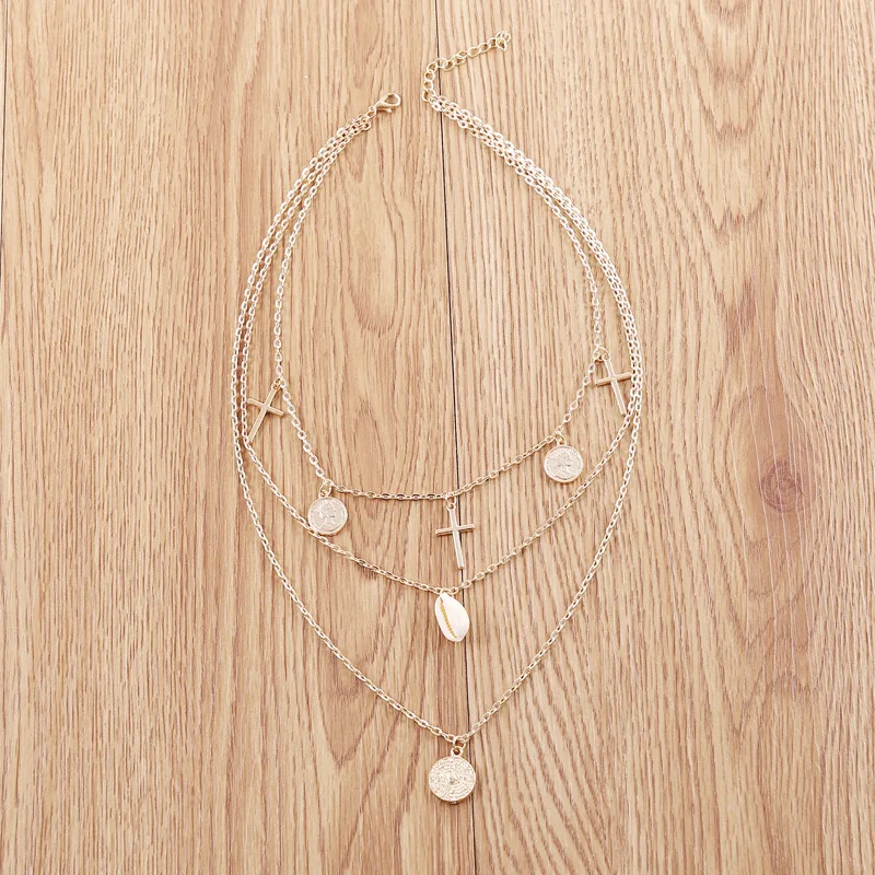 Europe And America New Style King's Avatar Cross Shell Multistory Necklace Women's Bohemian Style Necklace N585
Europe And America New Style King's Avatar Cross Shell Multistory Necklace Women's Bohemian Style Necklace N585