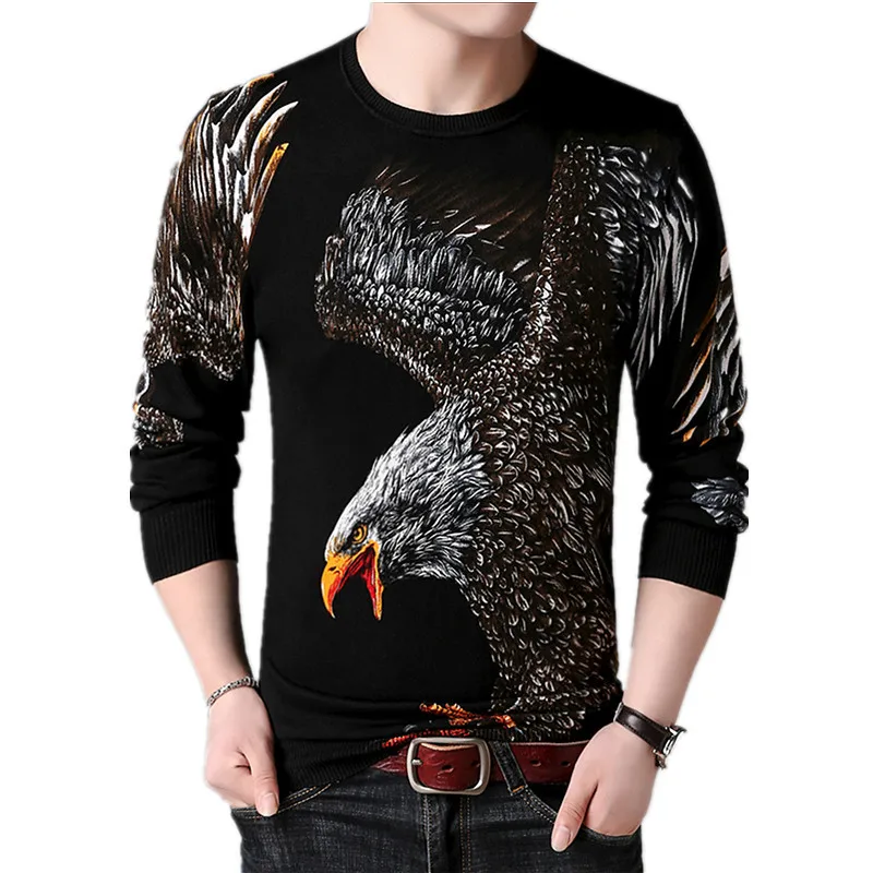Personality Fashion Men's Spring and Autumn Knitted Eagle Wing-stretching Pattern Printed Sweaters
Personality Fashion Men's Spring and Autumn Knitted Eagle Wing-stretching Pattern Printed Sweaters