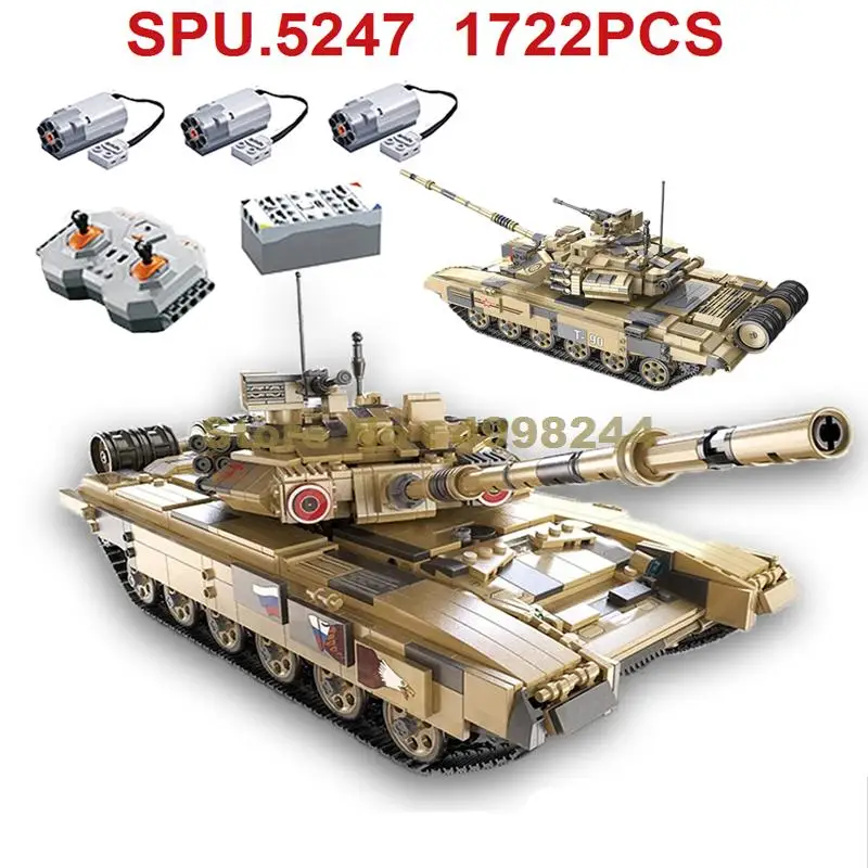 Фото 1722pcs Military Remote Control Rc T90 Main Battle Tank 3 Dolls Building Blocks Toy | Игрушки и хобби