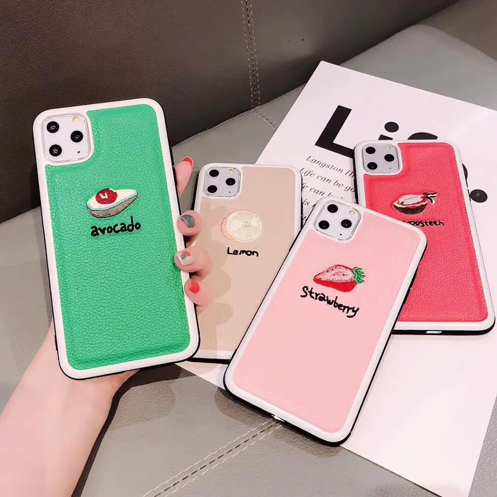 For iphone 11 Pro Max luxury leather Fruit embroidery Avocado strawberry fashion Business soft Mobile Phone Case for iphone 6 6s 7 7plus 8 8plus X 10 XR XS MAX cover
For iphone 11 Pro Max luxury leather Fruit embroidery Avocado strawberry fashion Business soft Mobile Phone Case for iphone 6 6s 7 7plus 8 8plus X 10 XR XS MAX cover
