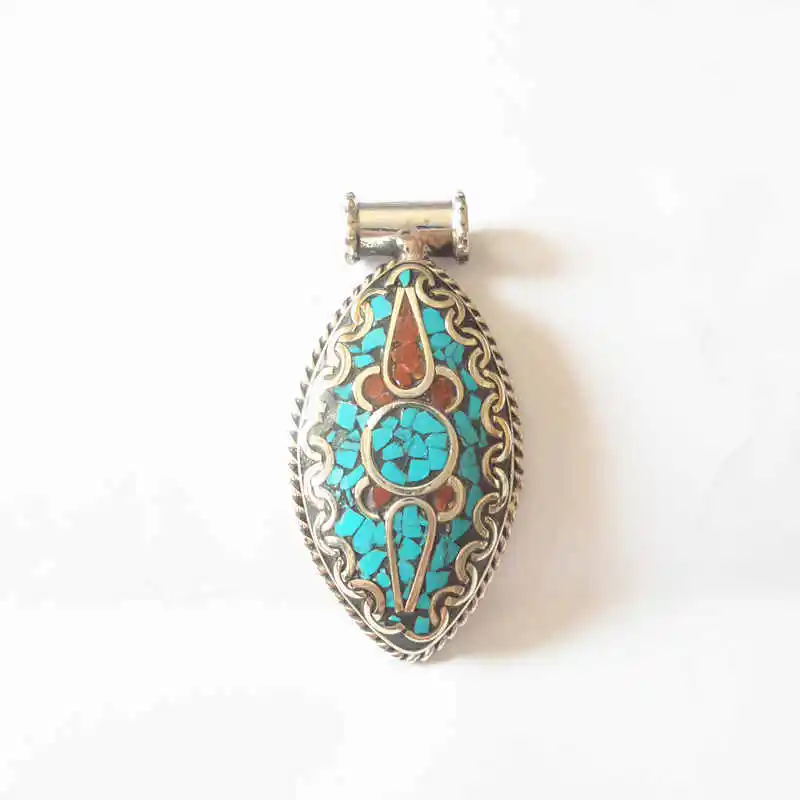 TBP027 Tibetan Jewelry Pendants White Metal Copper Inlaid Colorful Stone Flower Pendants from Nepal
TBP027 Tibetan Jewelry Pendants White Metal Copper Inlaid Colorful Stone Flower Pendants from Nepal