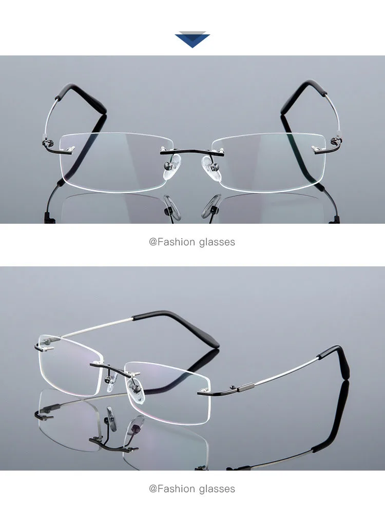 Anty niebieskie światło Stop tytanu bezramowe kwadratowe okulary dla krótkowzroczności kobiety mężczyźni okulary korekcyjne bez oprawek 0 -0,5 -0,75 do -6,0 14 H11b0f2d3ee6b4989be11331ec76593aee