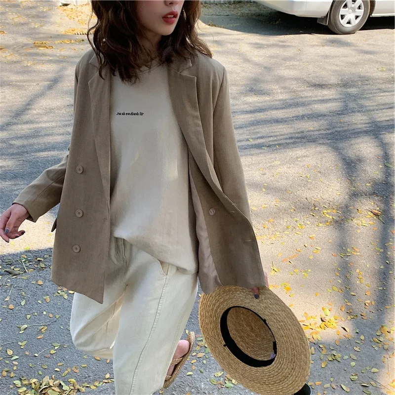 2019 Spring And Autumn New Style CHIC Korean-style Suit Retro Loose-Fit Double Breasted Turn-down Collar Coat Women's
2019 Spring And Autumn New Style CHIC Korean-style Suit Retro Loose-Fit Double Breasted Turn-down Collar Coat Women's