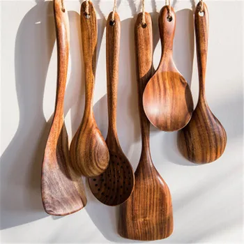 7pcs/set Thai Teak Wooden Turner Spatula Rice Spoon Big Soup Scoop For Cooking Wood Kitchen Cooking Utensils Supplies
7pcs/set Thai Teak Wooden Turner Spatula Rice Spoon Big Soup Scoop For Cooking Wood Kitchen Cooking Utensils Supplies