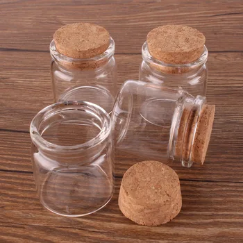 

24pcs 37*40*27mm 20ml Mini Glass Wishing Bottles Tiny Jars Vials With Cork Stopper wedding gift