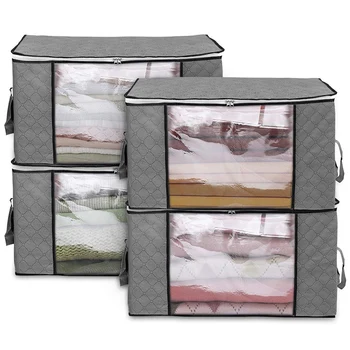 4Pack Storage Bags Clothes Organizer Containers with Strengthen Handle, Anti-Mold Fabric Under-Bed Storage Bags for Comforters, 
4Pack Storage Bags Clothes Organizer Containers with Strengthen Handle, Anti-Mold Fabric Under-Bed Storage Bags for Comforters,