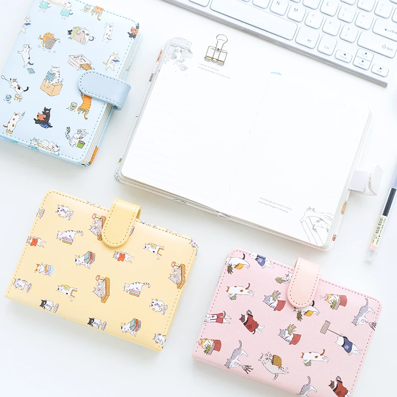 Creative Stationery Cute Cat Notebook Leather Cover kids Notebook with Color Paper Binder Diary Gift School Supplies
Creative Stationery Cute Cat Notebook Leather Cover kids Notebook with Color Paper Binder Diary Gift School Supplies
