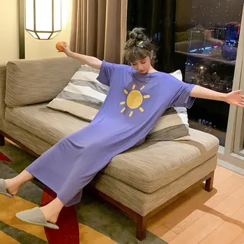 Summer Female Short-sleeved Nightdress Weather Girl Home Wear Fashion Dress Loose Home Service Pocket Skirt Large Size 2020
Summer Female Short-sleeved Nightdress Weather Girl Home Wear Fashion Dress Loose Home Service Pocket Skirt Large Size 2020