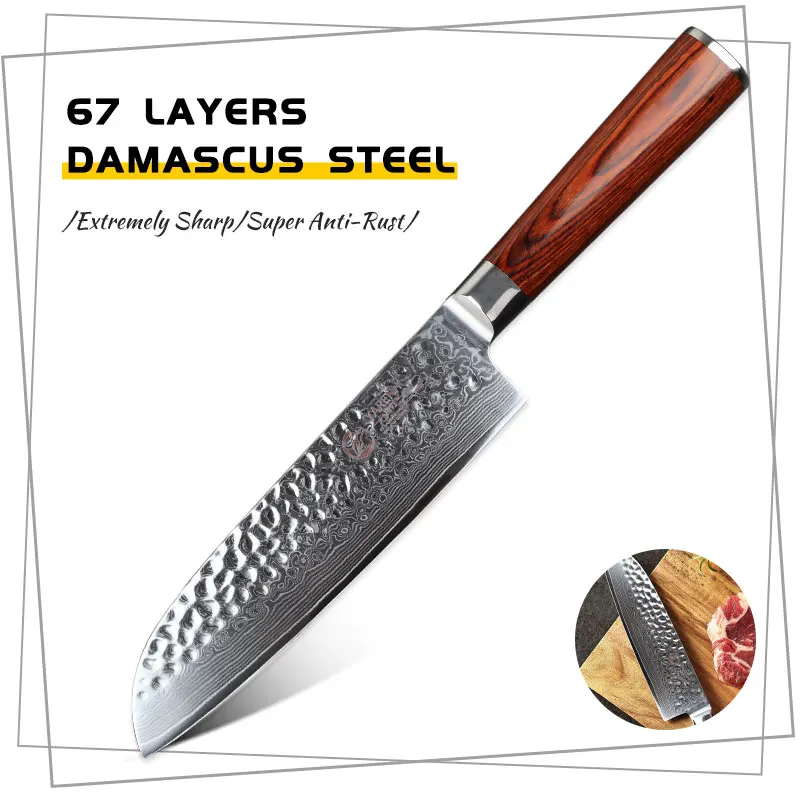 Yarenh 7 Inch Damascus Santoku Chef Knife - Multipurpose Meat Cleaver Kitchen Knives - Non-Slip Wood Ergonomic Pakkawood Handle
Yarenh 7 Inch Damascus Santoku Chef Knife - Multipurpose Meat Cleaver Kitchen Knives - Non-Slip Wood Ergonomic Pakkawood Handle