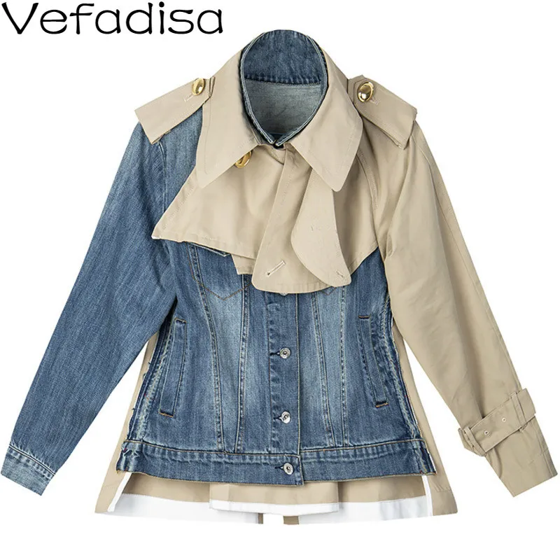Vefadisa Autumn Casual Solid Spliced Cowboy Coat Turn-down Collar Coat Single Breasted Wide-waisted Irregular Women Coat QYF343
Vefadisa Autumn Casual Solid Spliced Cowboy Coat Turn-down Collar Coat Single Breasted Wide-waisted Irregular Women Coat QYF343