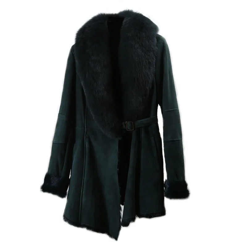 2019 women's winter warm genuine wool fur with real fox collar coat dark green lady parka jacket overcoat 
2019 women's winter warm genuine wool fur with real fox collar coat dark green lady parka jacket overcoat