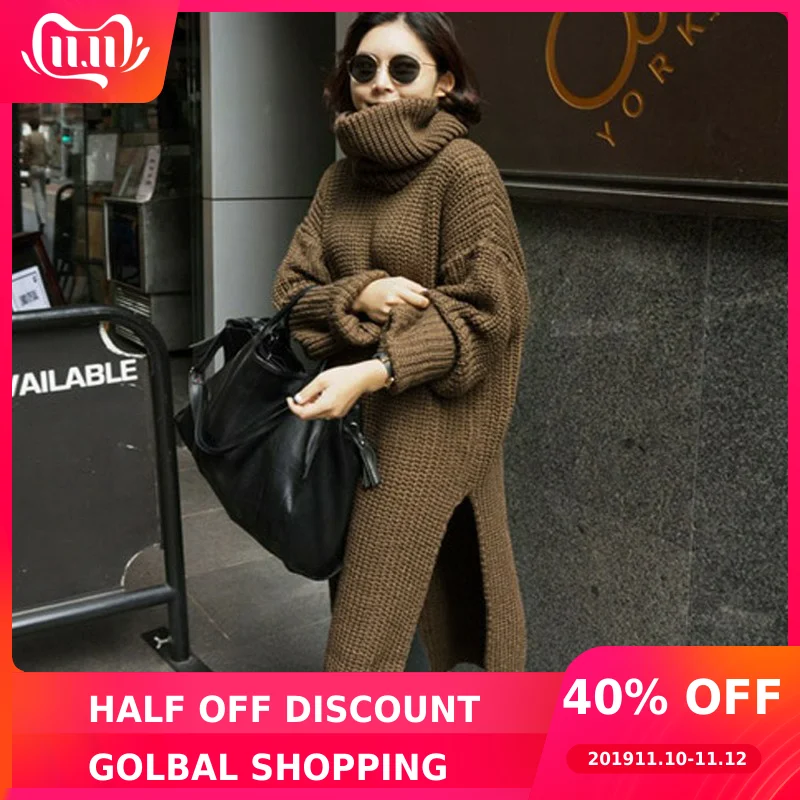 High collar knit split women's sweater loose long section sweater women large size sweater women's clothing
High collar knit split women's sweater loose long section sweater women large size sweater women's clothing