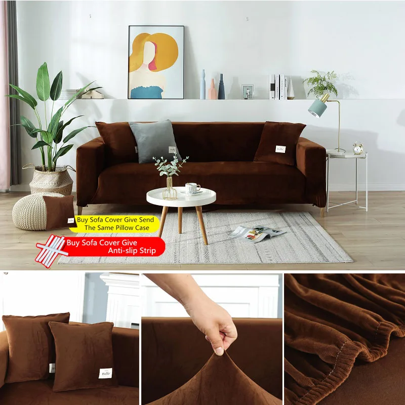 Thick velvet Universal Elastic sofa cover for living room towel Slip-resistant L shape strech Slipcover | Дом и сад