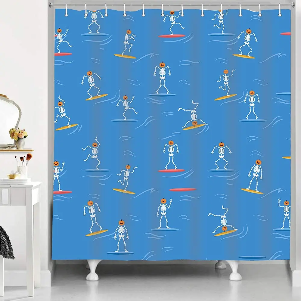 Pumpkin Head Shower Curtain Watercolor Cute Animation Skeleton Surfing Style Bath Curtains Waterproof with Hooks Bathroom Decor
Pumpkin Head Shower Curtain Watercolor Cute Animation Skeleton Surfing Style Bath Curtains Waterproof with Hooks Bathroom Decor