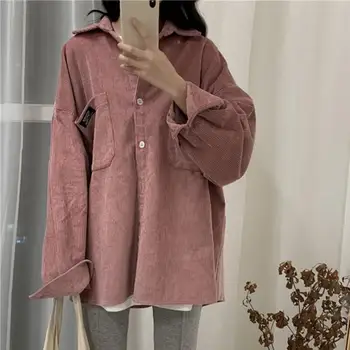 Fall Women Solid Corduroy Shirts Female Turn Down Collar Long Sleeve Loose Blouse Casual Oversized Shirts Top
Fall Women Solid Corduroy Shirts Female Turn Down Collar Long Sleeve Loose Blouse Casual Oversized Shirts Top
