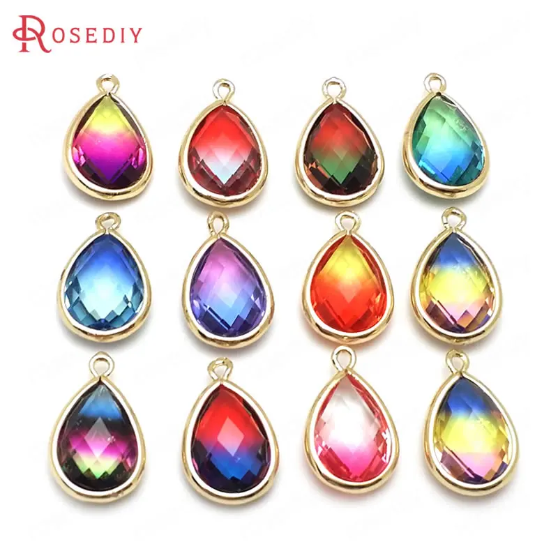 6PCS 18x12MM 24K Champagne Gold Color Brass Glass Colorful Rainbow Style Drop Shape Charms Pendants Jewelry Findings Accessories
6PCS 18x12MM 24K Champagne Gold Color Brass Glass Colorful Rainbow Style Drop Shape Charms Pendants Jewelry Findings Accessories