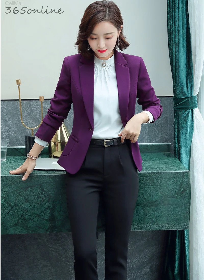 Formal Uniforms Designs Pantsuits with Jackets and Pants for Women Business Work Wear Professional Blazers Set Novelty Purple
Formal Uniforms Designs Pantsuits with Jackets and Pants for Women Business Work Wear Professional Blazers Set Novelty Purple