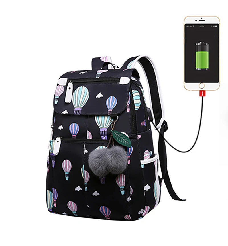 Hydrogen Balloons female fashion school backpack usb school bags for girls black backpack plush ball girl schoolbag
Hydrogen Balloons female fashion school backpack usb school bags for girls black backpack plush ball girl schoolbag