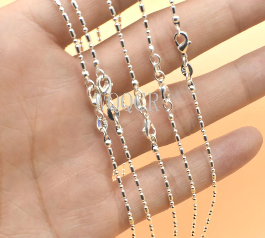 

Wholesale 1PCS Of Bulk 925 Embossed Silver 1.2mm Long Short Ball Chain 16",18" ,20",22",24",26",28",30Inches Applicable Pendant