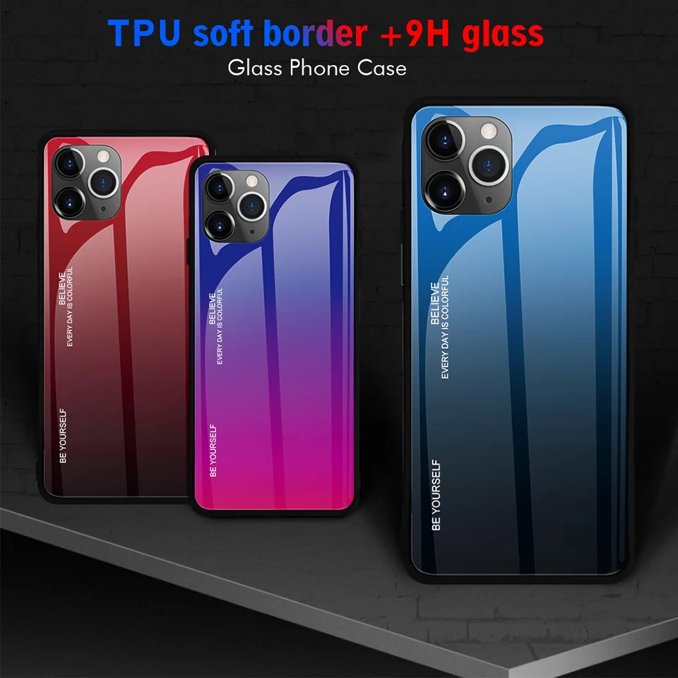 Luxury Gradient 9H Tempered Cover Ultra Slim Glass Dual Colour Protection Case For Apple iPhone 11 iPhone 11 Pro Max Back Cover
Luxury Gradient 9H Tempered Cover Ultra Slim Glass Dual Colour Protection Case For Apple iPhone 11 iPhone 11 Pro Max Back Cover
