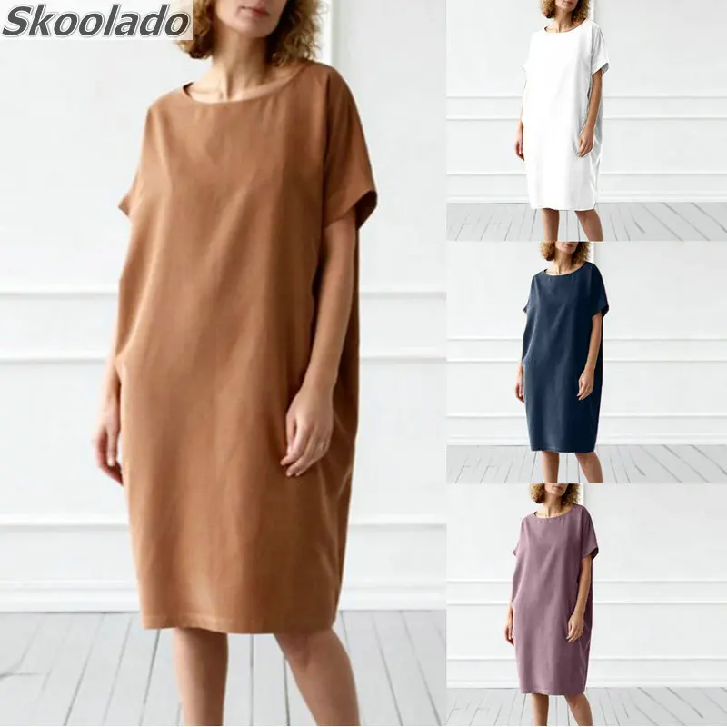 good quality material Women O Neck Short Sleeve Sundress Summer Solid Cotton Linen Dress Split Long Vestido Female Robe Casual
good quality material Women O Neck Short Sleeve Sundress Summer Solid Cotton Linen Dress Split Long Vestido Female Robe Casual