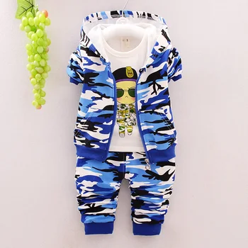 

HYLKIDHUOSE Children Clothing Suits Baby Girls Boys Clothes Sets Camouflage Color Cotton Coats+T Shirt+Pants Infant Costume