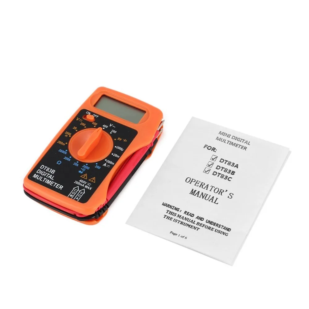 DT83B Pocket Integrated Digital Multimeter AC/DC Voltage Current Meter Modern Current Ohmmeter Tester Diode Resistence Test
DT83B Pocket Integrated Digital Multimeter AC/DC Voltage Current Meter Modern Current Ohmmeter Tester Diode Resistence Test