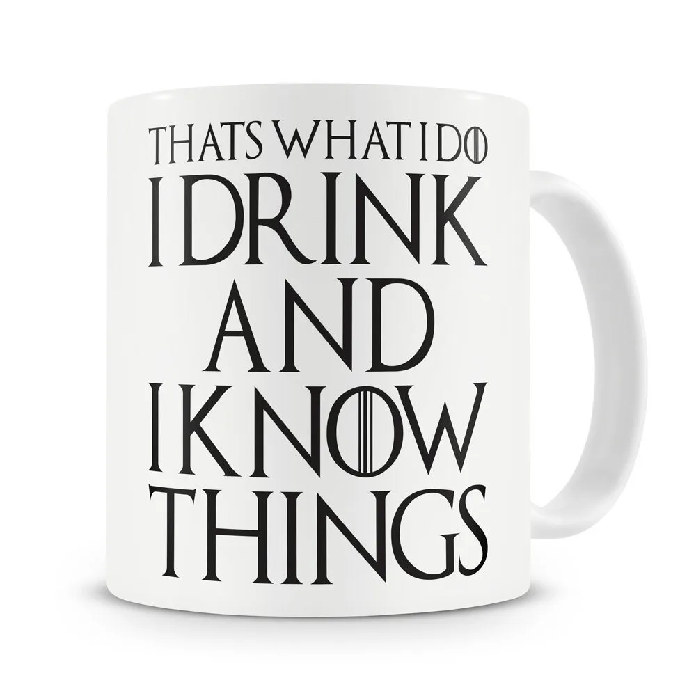 That's What I Do I Drink and I Know Things Mugs Tyrion Lannister Mugs Game of Thrones Cup Coffee Beer Tea Cups
That's What I Do I Drink and I Know Things Mugs Tyrion Lannister Mugs Game of Thrones Cup Coffee Beer Tea Cups