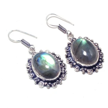 

Labradorite Silver Overlay on Copper Earrings, 45 mm, E4710