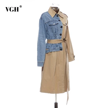 VGH Hit Color Patchwork Denim Women's Windbreaker Long Sleeve High Waist Lace Up Tunic Female Coats 2020 Autumn Fashion New
VGH Hit Color Patchwork Denim Women's Windbreaker Long Sleeve High Waist Lace Up Tunic Female Coats 2020 Autumn Fashion New