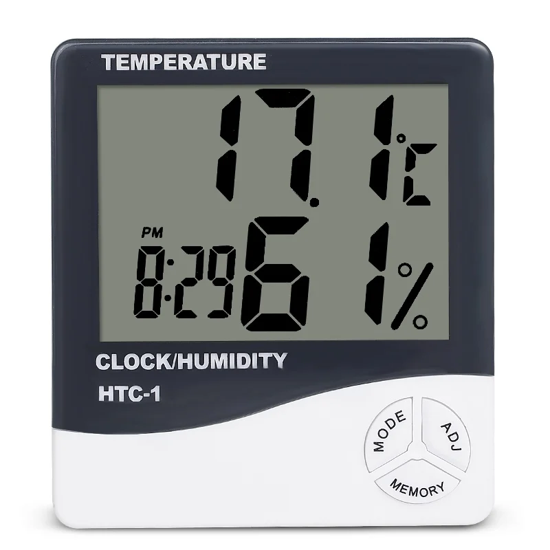 Indoor Room LCD Electronic Temperature Humidity Meter Digital Thermometer Hygrometer Weather Station Alarm Clock HTC-1
Indoor Room LCD Electronic Temperature Humidity Meter Digital Thermometer Hygrometer Weather Station Alarm Clock HTC-1