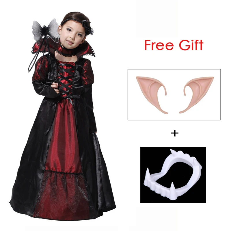 

Umorden Kids Child Gothic Vampiress Vampire Costume for Girls Halloween Purim Party Fancy Dress With Teeth Ears 4-6Y 6-8Y 8-10Y
