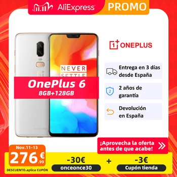 

Global ROM OnePlus 6 8GB RAM 128GB ROM Snapdragon 845 Octa Core 6.28'' FHD 20MP AI Dual Camera Face ID Smartphone NFC