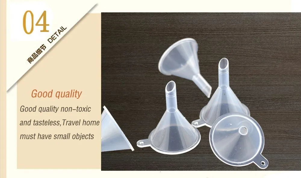 10pcs/lot Mini Small Funnel Empty Bottle Packing Tool For Travel Plastic Mini Small Funnels For Liquid Essential Oil Splitter
10pcs/lot Mini Small Funnel Empty Bottle Packing Tool For Travel Plastic Mini Small Funnels For Liquid Essential Oil Splitter