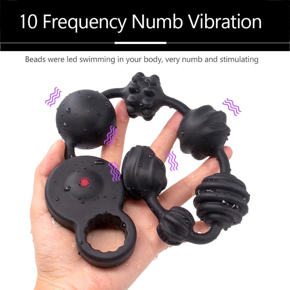 3 Motors Powerful Dildo Vibrators Anal Beads Silicone Prostate Massager Super Long Butt Plug Soft Deep Vibration Exercise Plug (4)