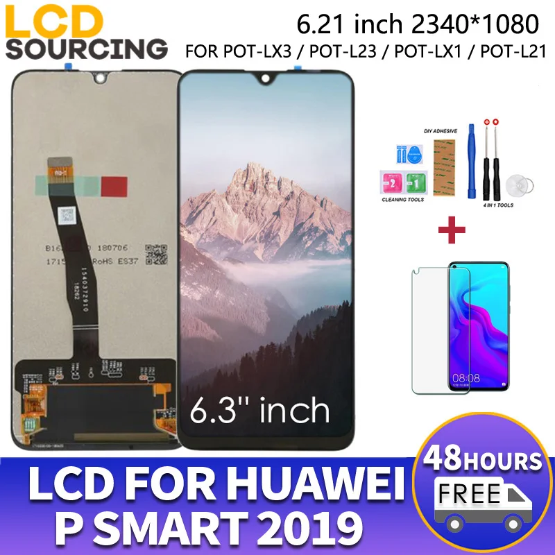 6 21 "для Huawei P Smart 2019 ЖК дисплей 10 сенсорный экран + рамка дигитайзер в сборе для POT