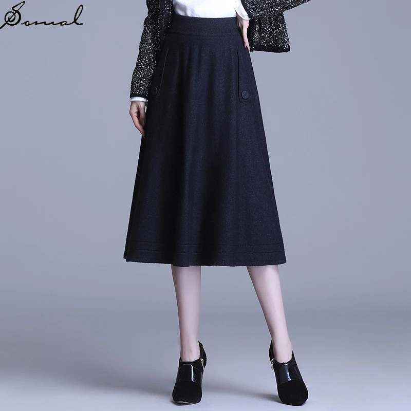 SOMAL Women's Korean Style Knitted A Line Skirt Autumn Winter Office Lady Thick and Warm Simple Elastic High Waist Black Skirts
SOMAL Women's Korean Style Knitted A Line Skirt Autumn Winter Office Lady Thick and Warm Simple Elastic High Waist Black Skirts