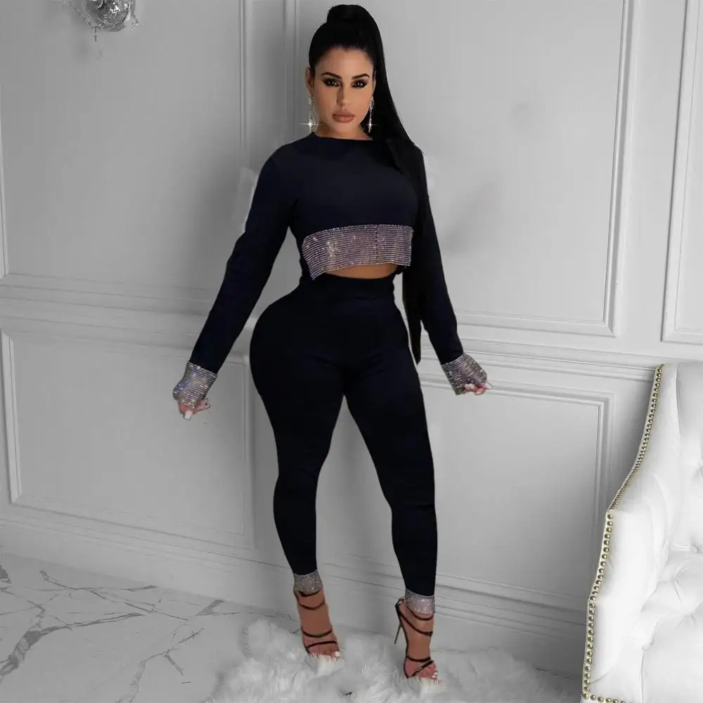 Diamond Patchwork Crop Top and Legging Pants Two Piece Set Skinny Long Pants luxurious Party Clubwear tracksuit women
Diamond Patchwork Crop Top and Legging Pants Two Piece Set Skinny Long Pants luxurious Party Clubwear tracksuit women