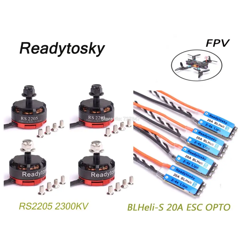 4pcs Mini BLHeli-S 20A ESC OPTO + 4PCS RS2205 2205 CW/CCW 2300KV Brushless Motor for FPV Race Drone Martian II III QAV-X 214
4pcs Mini BLHeli-S 20A ESC OPTO + 4PCS RS2205 2205 CW/CCW 2300KV Brushless Motor for FPV Race Drone Martian II III QAV-X 214
