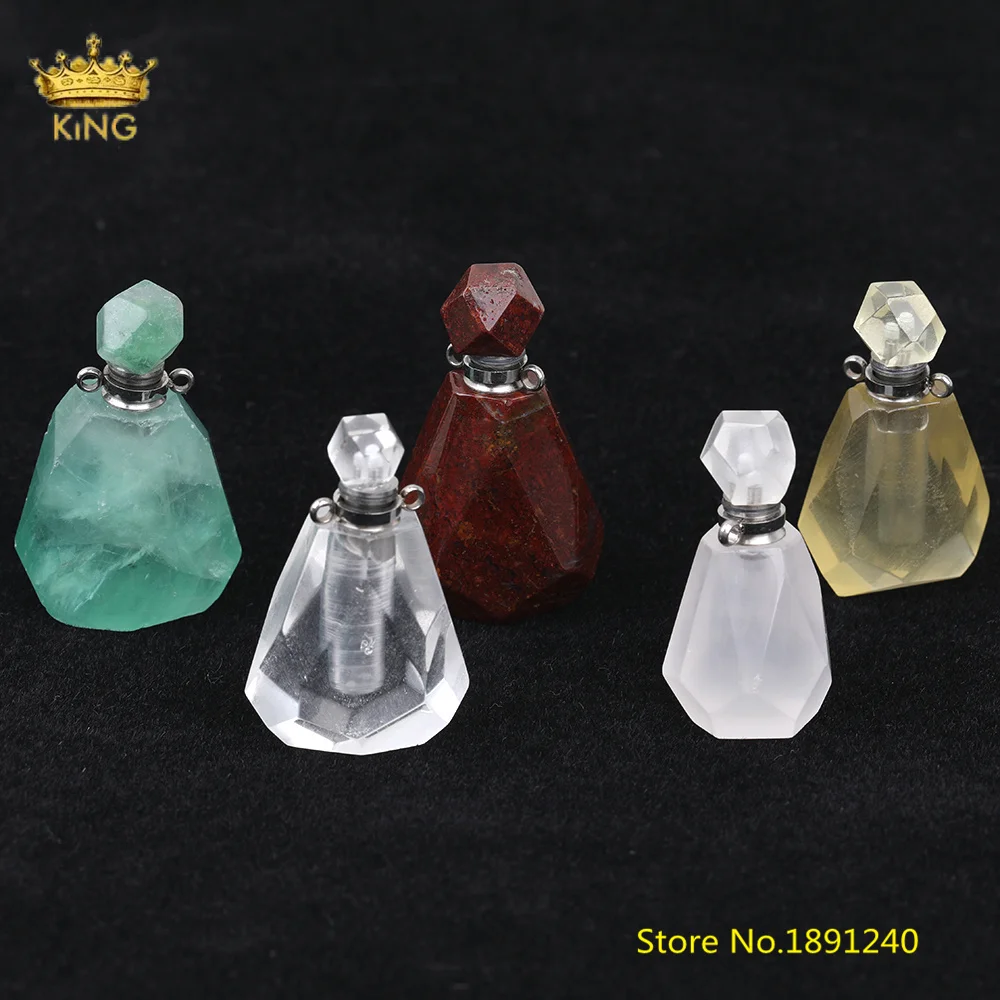 silvery chain pendant necklace women crystal stone essential oil