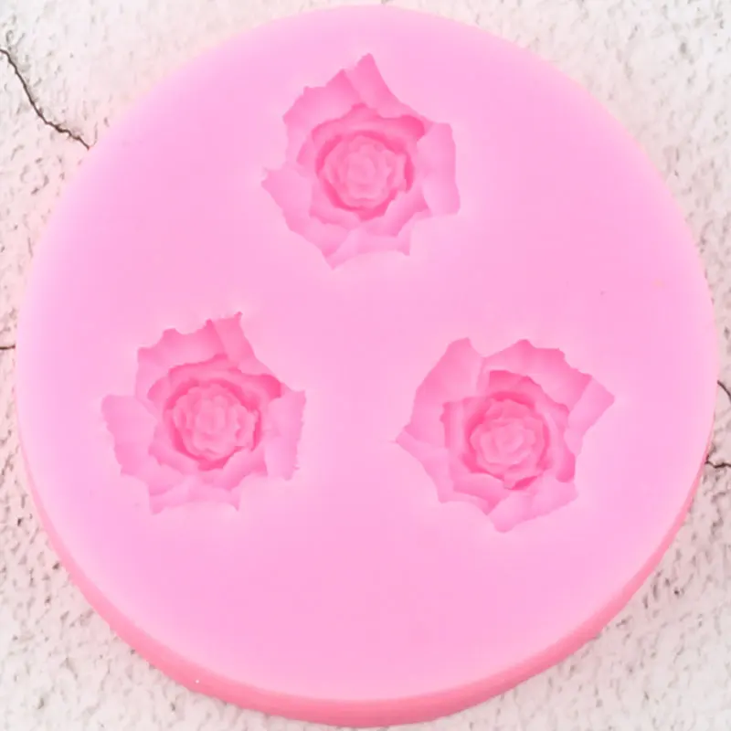 

3 Hole Rose Flower Silicone Molds DIY Party Cupcake Topper Fondant Cake Decorating Tools Candy Clay Chocolate Gumpaste Moulds