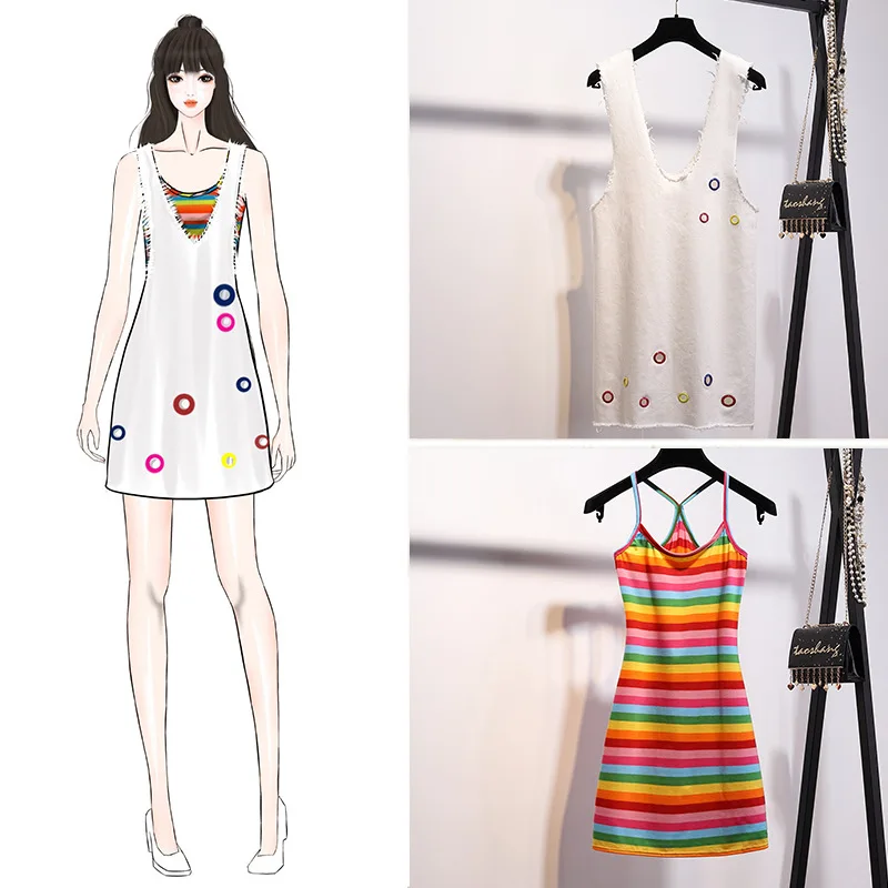 Summer New Style Rainbow Camisole Suit Dress Western Style Hipster Cowboy Suspender Skirt Two-Piece Set
Summer New Style Rainbow Camisole Suit Dress Western Style Hipster Cowboy Suspender Skirt Two-Piece Set