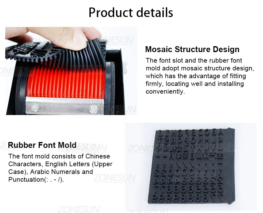 ZONESUN Manual Cartons Date Code Printers Batch Number Rolling Coding Machine