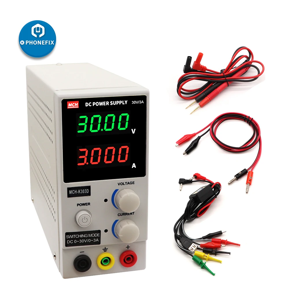 PHONEFIX 30V 5A MCH-K305D 30V 3A MCH-K303D Switch Regulated SMPS Single Channel Variable with Cable Adjustable DC Power Supply
PHONEFIX 30V 5A MCH-K305D 30V 3A MCH-K303D Switch Regulated SMPS Single Channel Variable with Cable Adjustable DC Power Supply