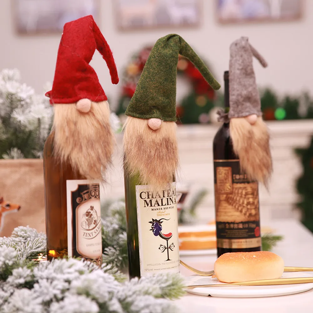 Горячие рождественские аксессуары набор винная бутылка крышка кукла Санта