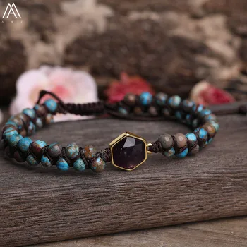 Natural Crystal Stone Hexagon Charms Wrap Bracelet 4mm Ocean jaspers Double Layers Round Beads Braided Bracelet Yoga Jewelry
Natural Crystal Stone Hexagon Charms Wrap Bracelet 4mm Ocean jaspers Double Layers Round Beads Braided Bracelet Yoga Jewelry